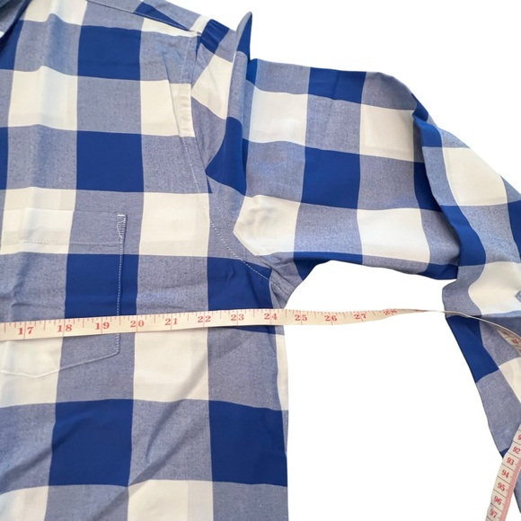 Express Blue White Cotton Button-Up Shirt Soft Wash‎ XL Large Checked Western - Picture 14 of 16